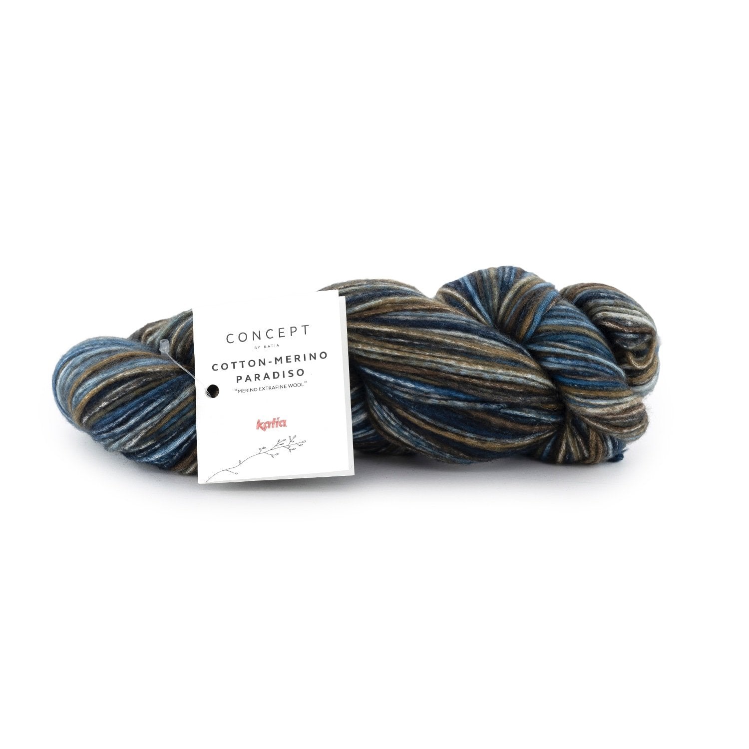 Meerkleurig katoen-merinogaren Cotton-Merino Paradiso in blauw bruin