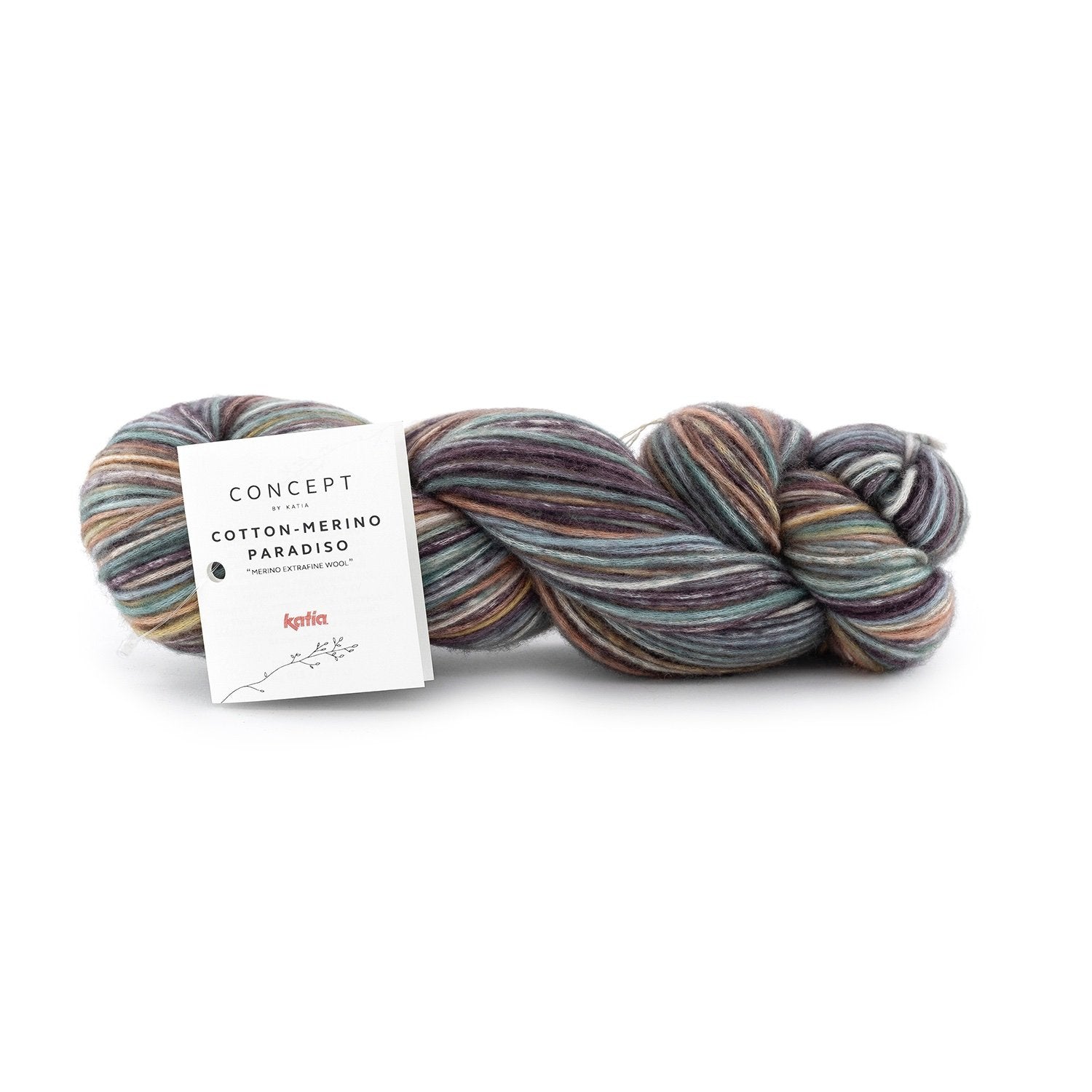 Meerkleurig katoen-merinogaren Cotton-Merino Paradiso in kauwgom roze paars water blauw