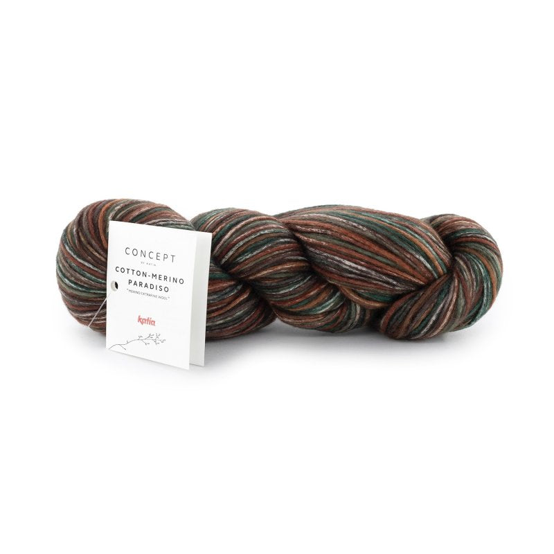 Meerkleurig katoen-merinogaren Cotton-Merino Paradiso in roest bruin bruin groen