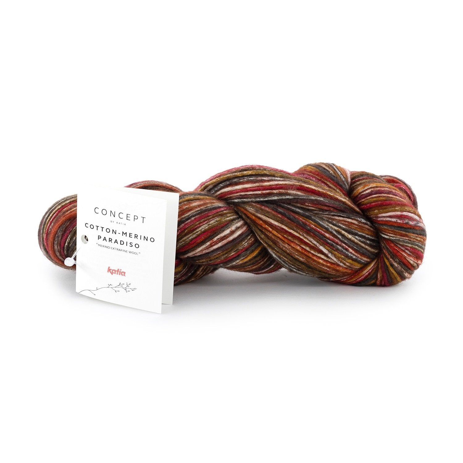 Meerkleurig katoen-merinogaren Cotton-Merino Paradiso in rood oker bruin