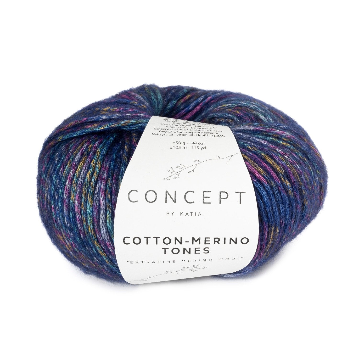 Tonal garen van katoen en merino Cotton-Merino Tones in blauw geel kauwgom roze licht blauw