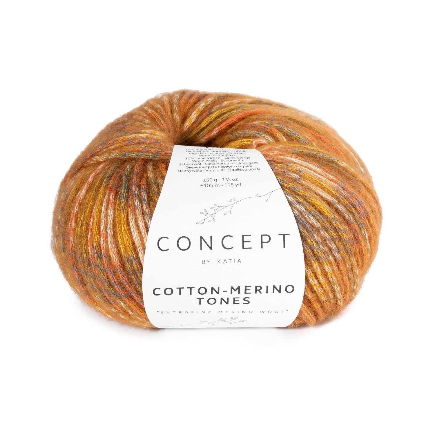 Tonal garen van katoen en merino Cotton-Merino Tones in kaki oker roest bruin