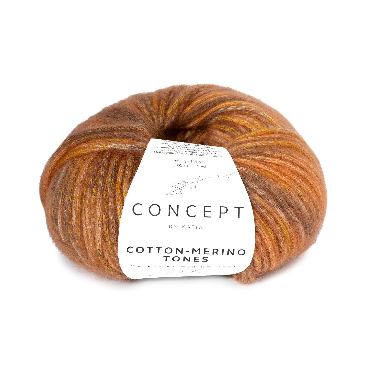 Tonal garen van katoen en merino Cotton-Merino Tones in oranje roest bruin oker bruin