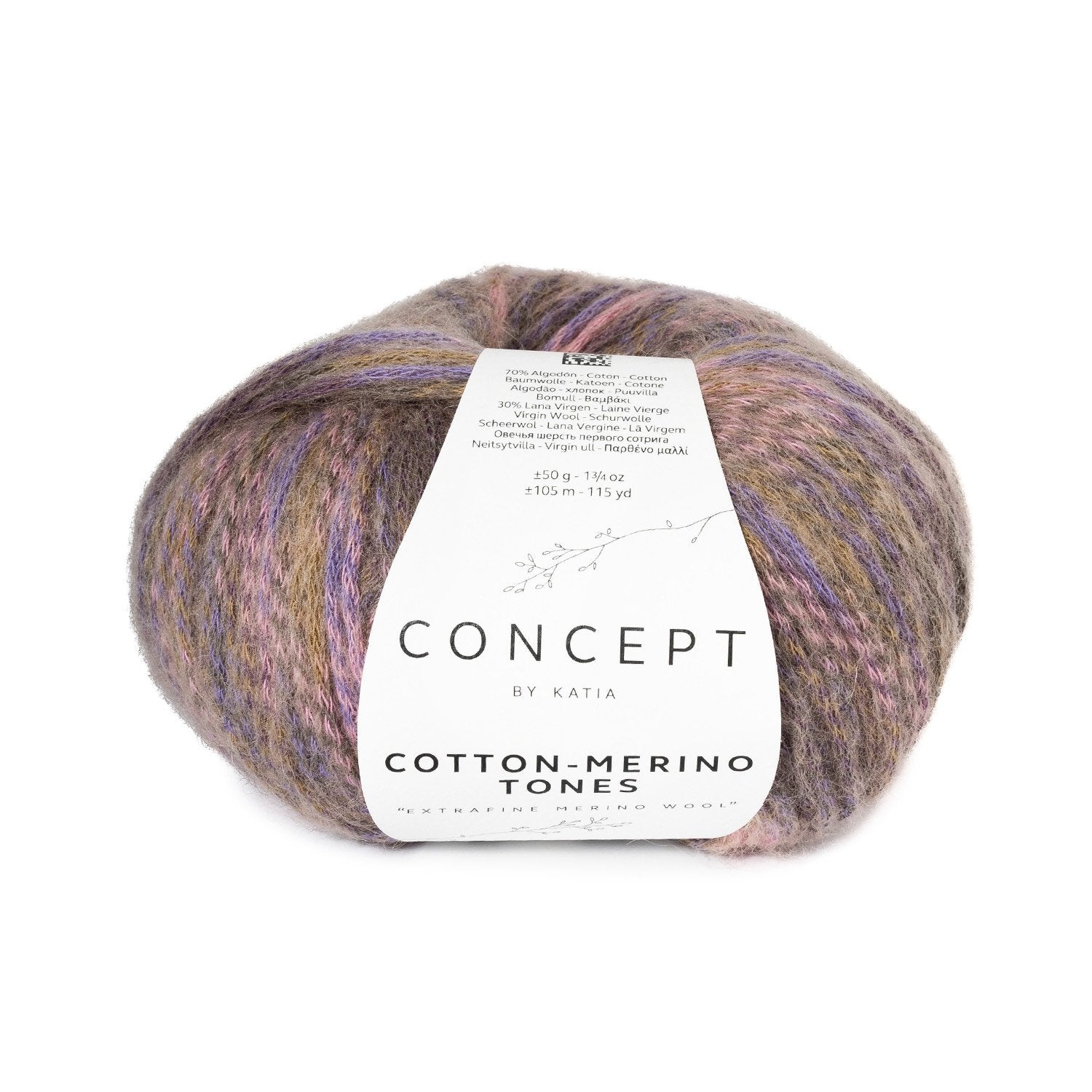 Tonal garen van katoen en merino Cotton-Merino Tones in parelachtig paars lila kauwgom roze