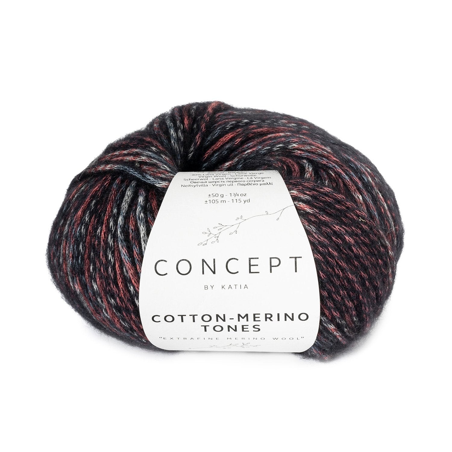 Tonal garen van katoen en merino Cotton-Merino Tones in zwart rood wijn rood