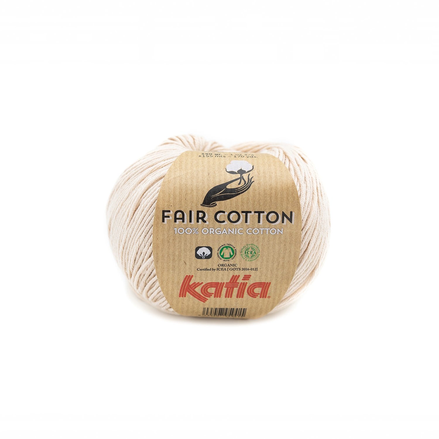 Biologisch katoengaren Fair Cotton 100% in beige, GOTS-gecertificeerd