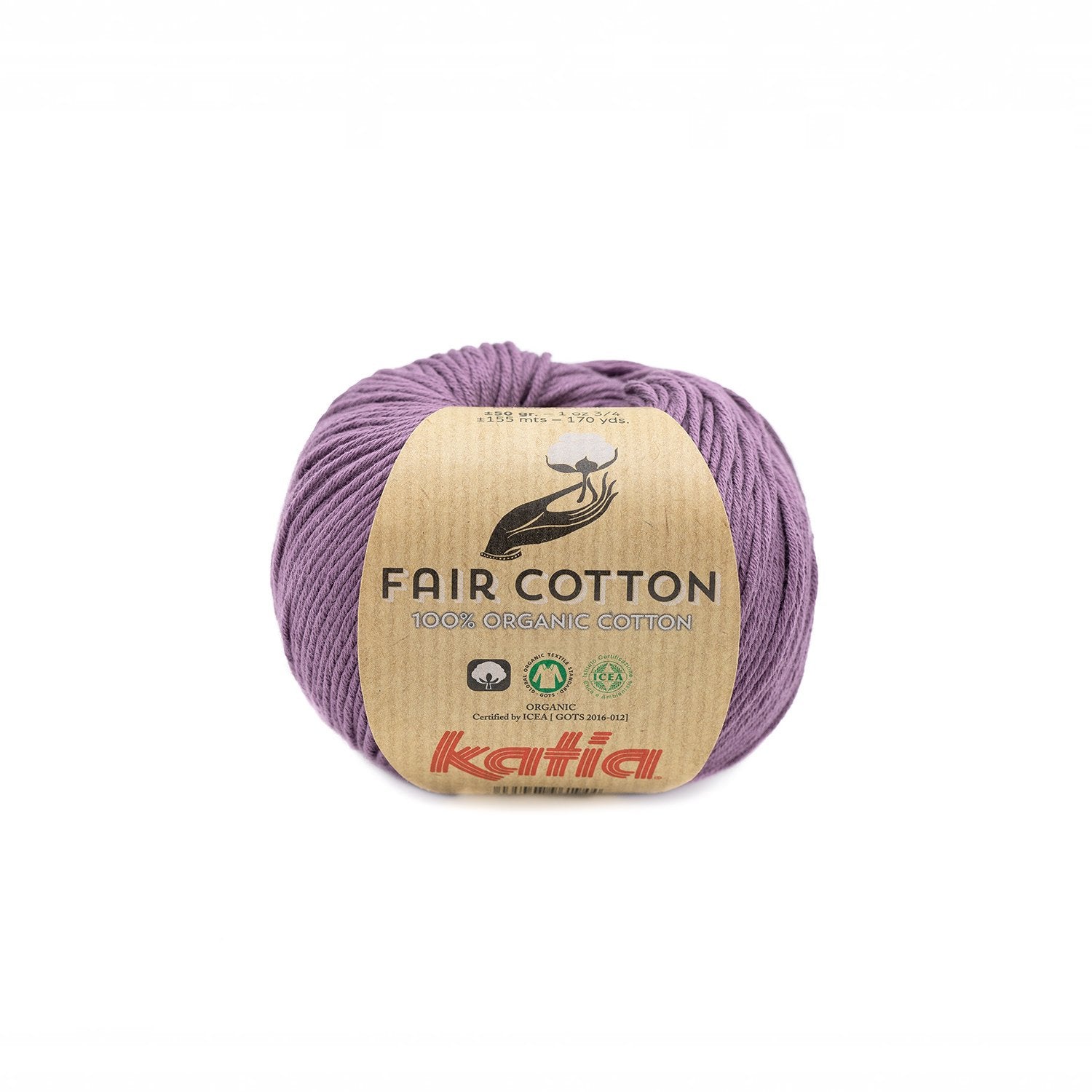 Biologisch katoengaren Fair Cotton 100% in donker mauve, GOTS-gecertificeerd