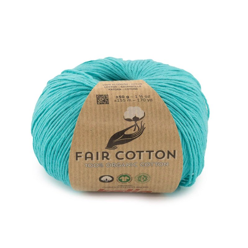 Biologisch katoengaren Fair Cotton 100% in helder turkoois, GOTS-gecertificeerd