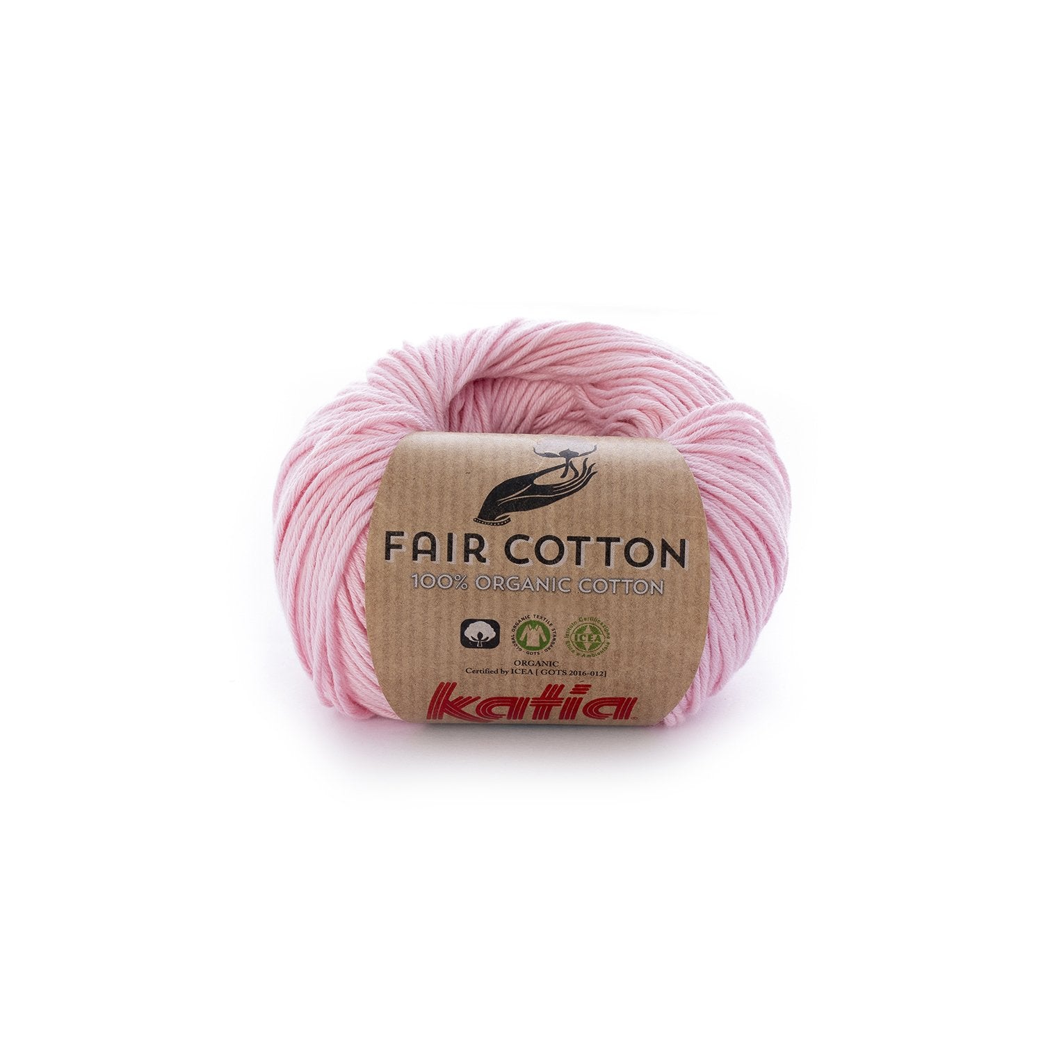 Biologisch katoengaren Fair Cotton 100% in kauwgomroze, GOTS-gecertificeerd