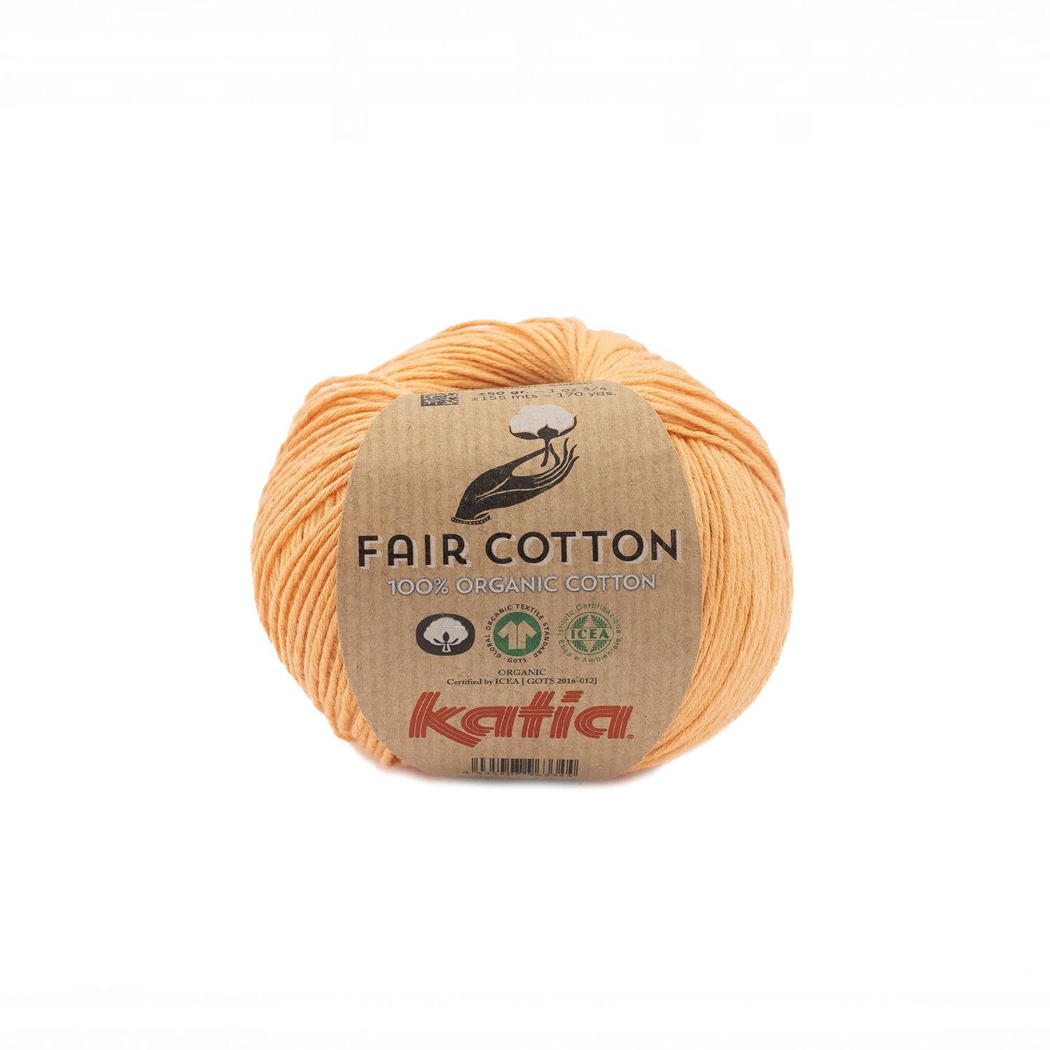 Biologisch katoengaren Fair Cotton 100% in lichtoranje, GOTS-gecertificeerd