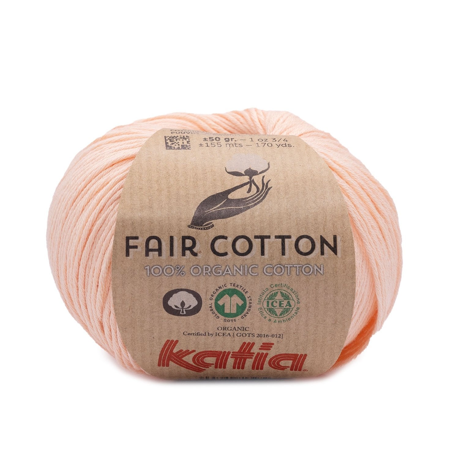 Biologisch katoengaren Fair Cotton 100% in licht zalmroze, GOTS-gecertificeerd