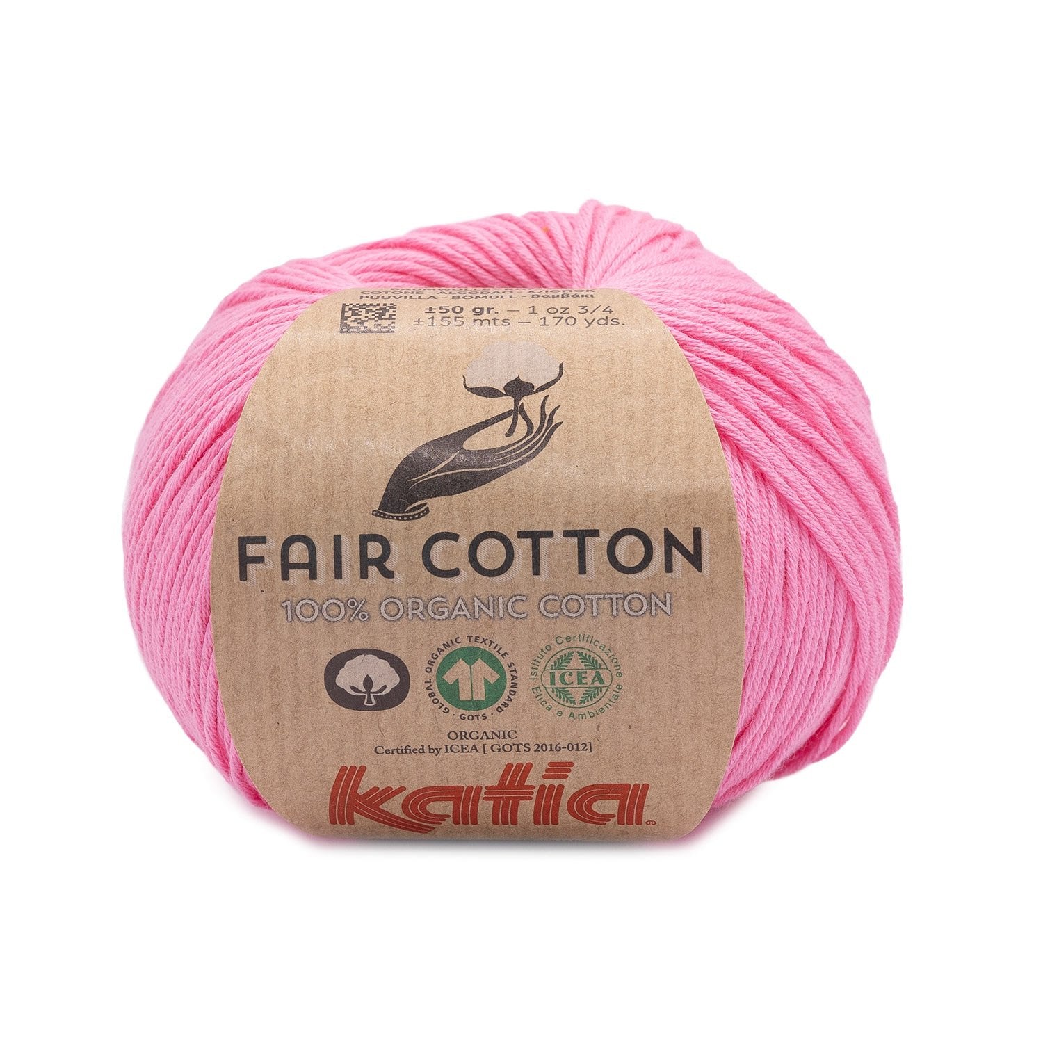 Biologisch katoengaren Fair Cotton 100% in medium roze, GOTS-gecertificeerd