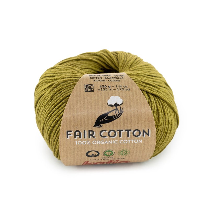 Biologisch katoengaren Fair Cotton 100% in militairgroen, GOTS-gecertificeerd