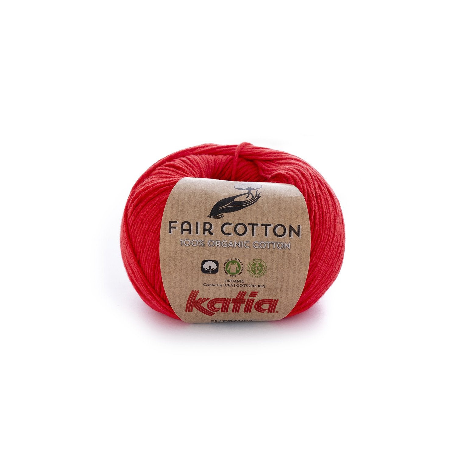 Biologisch katoengaren Fair Cotton 100% in rood, GOTS-gecertificeerd