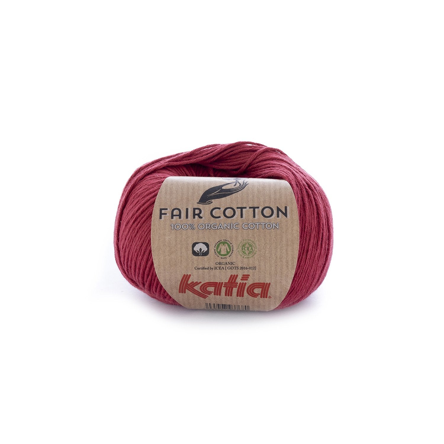 Biologisch katoengaren Fair Cotton 100% in wijnrood, GOTS-gecertificeerd