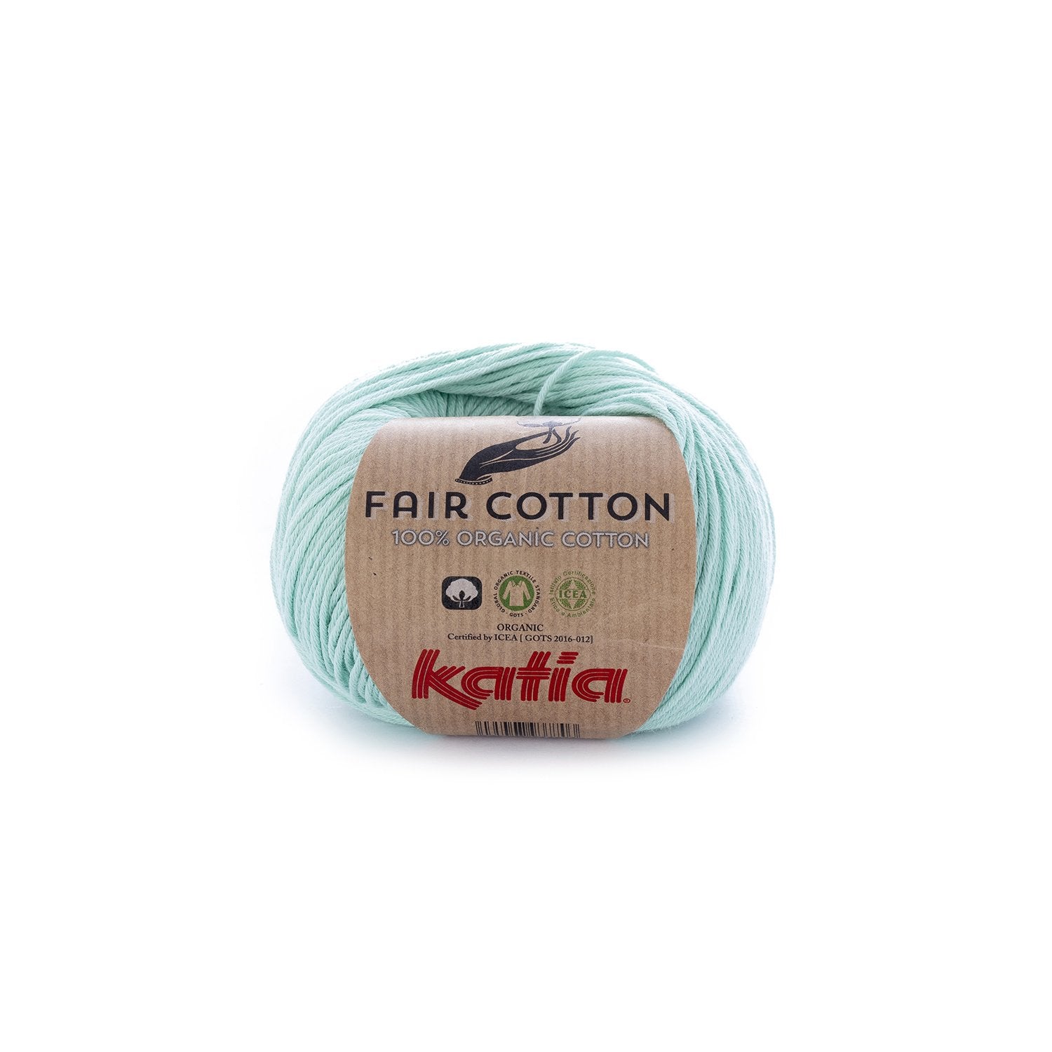 Biologisch katoengaren Fair Cotton 100% in witachtig groen, GOTS-gecertificeerd