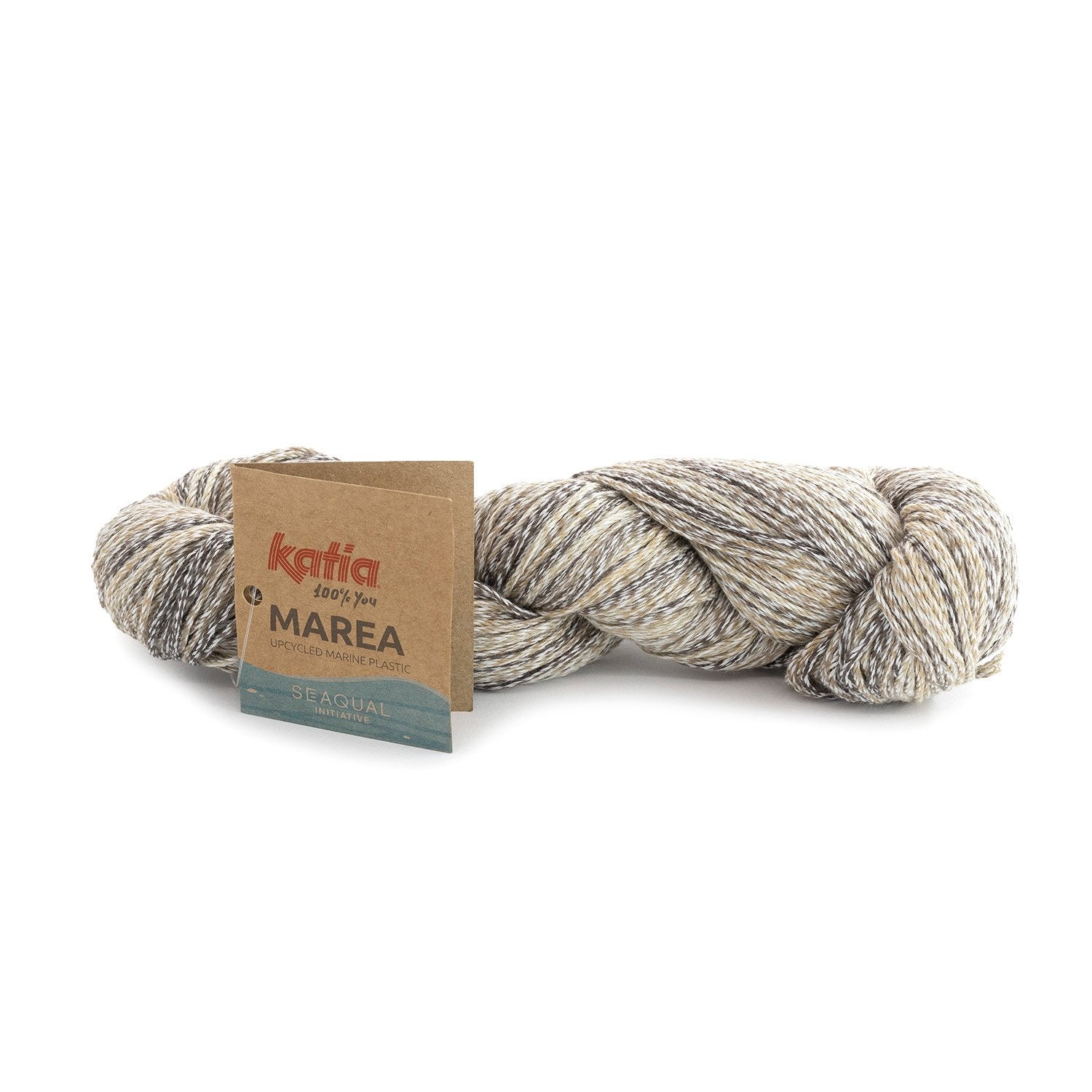 Gerecycled katoen- en polyestergaren Merea in beige bleek bruin, duurzaam breigaren
