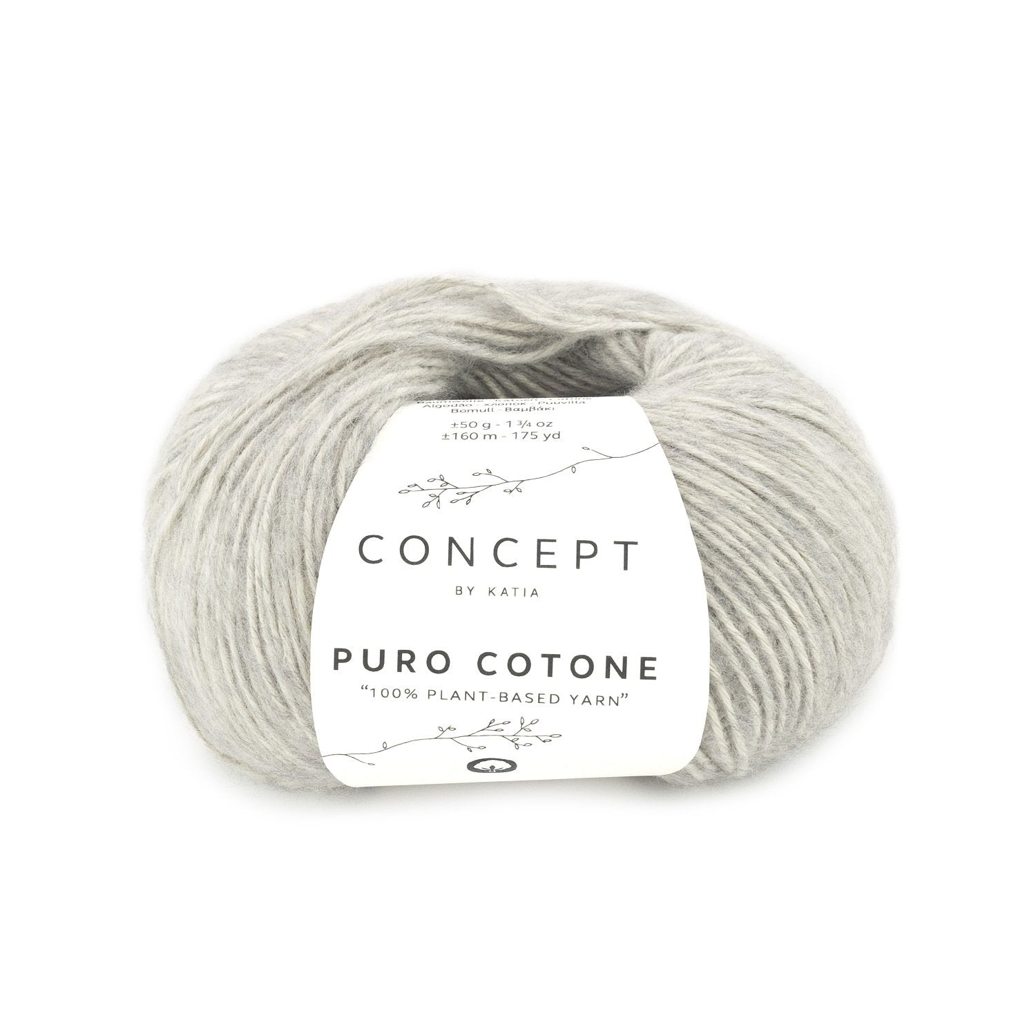 Fijn 100% katoenen breigaren Pure Cotone in lichtgrijs, mat en soepel