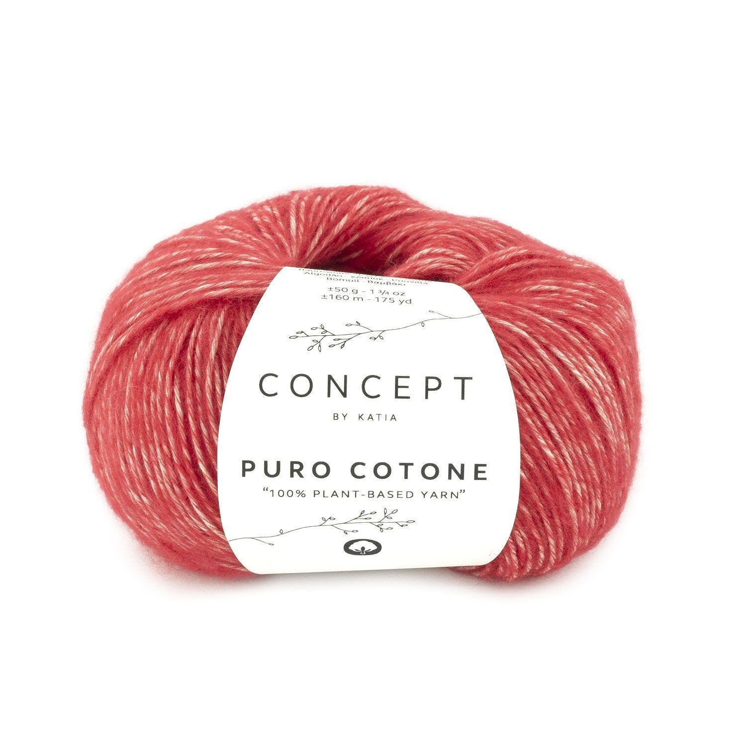 Fijn 100% katoenen breigaren Pure Cotone in rood, mat en soepel