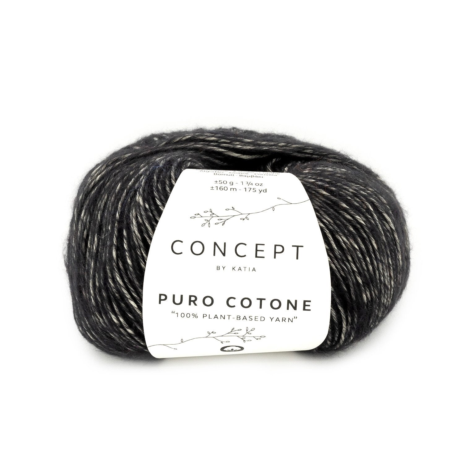 Fijn 100% katoenen breigaren Pure Cotone in zwart, mat en soepel