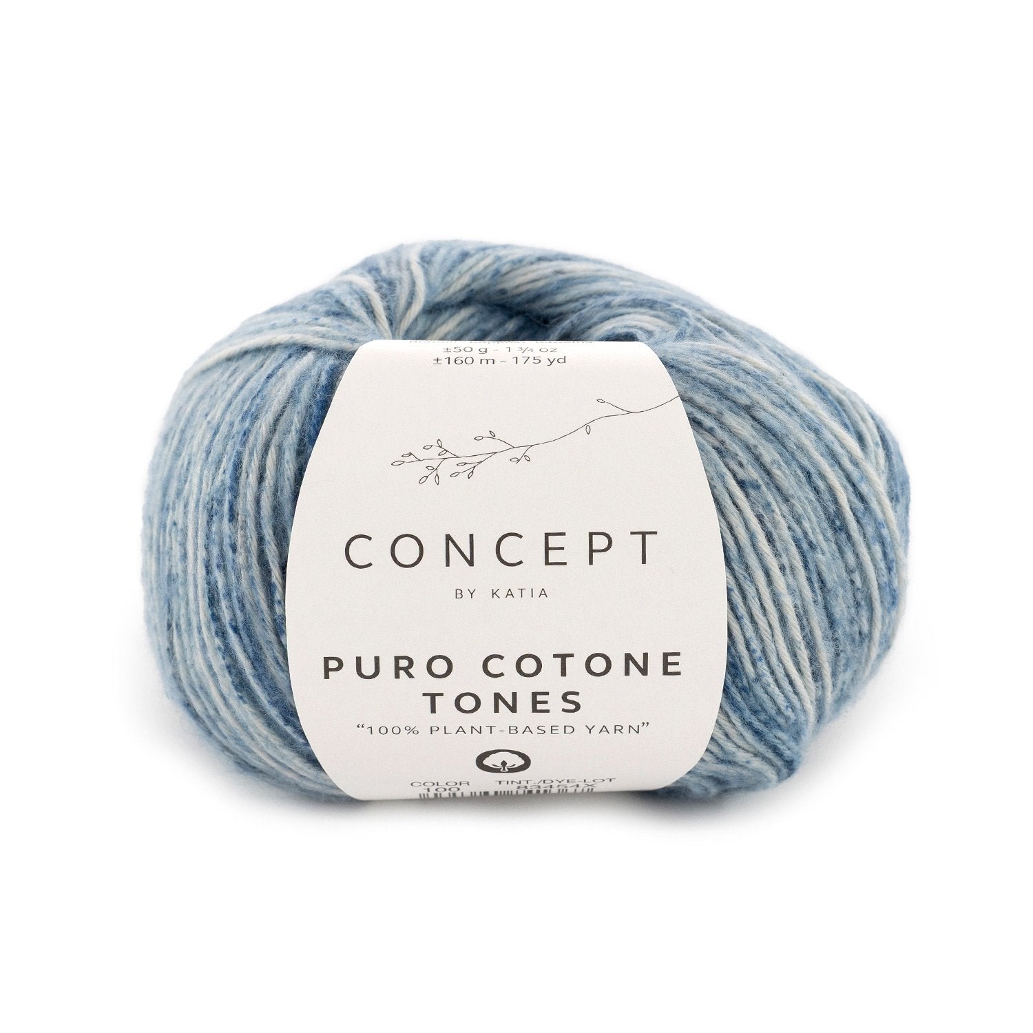 Mat katoenen breigaren Puro Cotone Tones in blauw, tonal geverfd