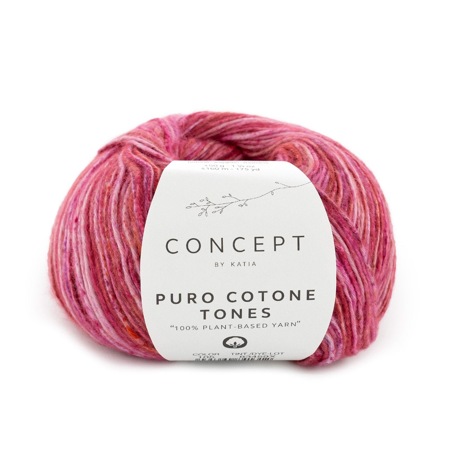Mat katoenen breigaren Puro Cotone Tones in fuchsia, tonal geverfd