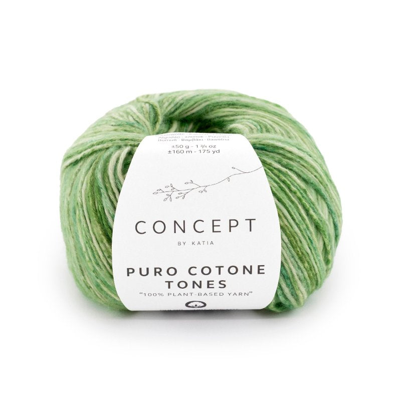 Mat katoenen breigaren Puro Cotone Tones in groen, tonal geverfd