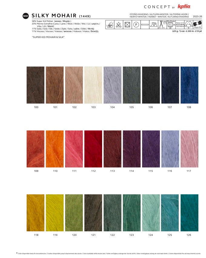 Geborsteld mohair-merinogaren Silky Mohair, luchtig en zacht