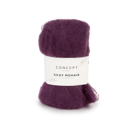 Geborsteld mohair-merinogaren Silky Mohair in aubergine, luchtig en zacht