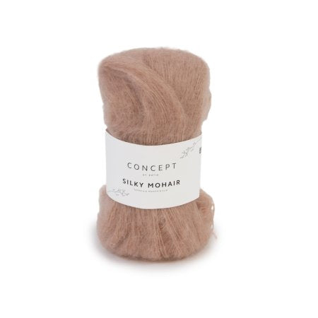 Geborsteld mohair-merinogaren Silky Mohair in beige, luchtig en zacht