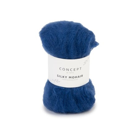 Geborsteld mohair-merinogaren Silky Mohair in blauw, luchtig en zacht
