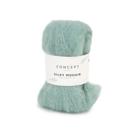 Geborsteld mohair-merinogaren Silky Mohair in blauwachtig groen, luchtig en zacht