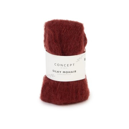 Geborsteld mohair-merinogaren Silky Mohair in bordeauxrood, luchtig en zacht