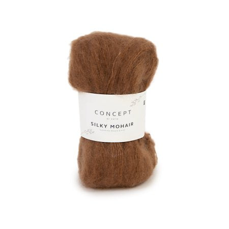 Geborsteld mohair-merinogaren Silky Mohair in bruin, luchtig en zacht