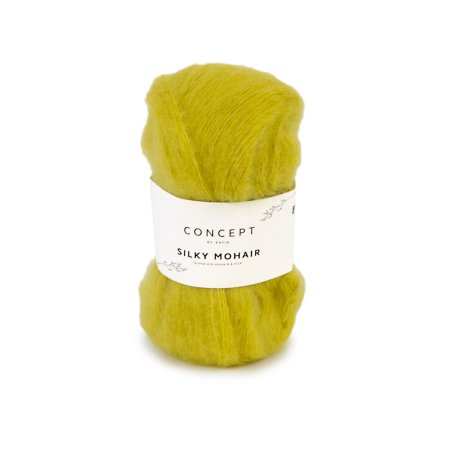 Geborsteld mohair-merinogaren Silky Mohair in citroengeel, luchtig en zacht