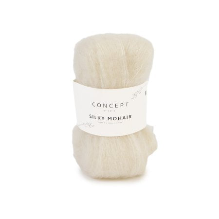 Geborsteld mohair-merinogaren Silky Mohair in ecru, luchtig en zacht