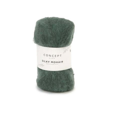 Geborsteld mohair-merinogaren Silky Mohair in flesgroen, luchtig en zacht