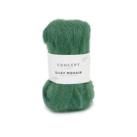 Geborsteld mohair-merinogaren Silky Mohair in groen, luchtig en zacht