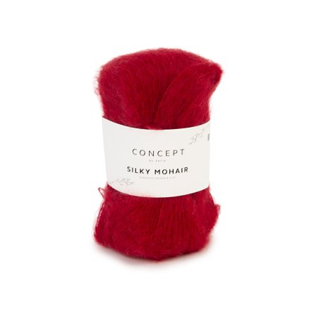 Geborsteld mohair-merinogaren Silky Mohair in karmijn, luchtig en zacht