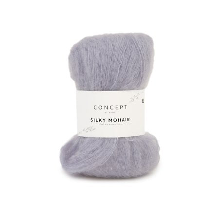 Geborsteld mohair-merinogaren Silky Mohair in lichtgrijs, luchtig en zacht