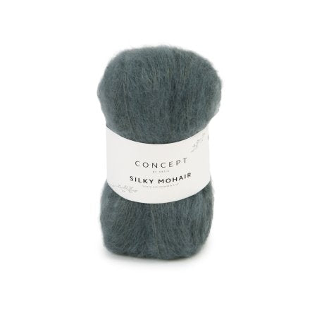 Geborsteld mohair-merinogaren Silky Mohair in medium grijs, luchtig en zacht