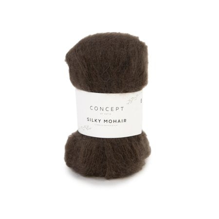 Geborsteld mohair-merinogaren Silky Mohair in nerts, luchtig en zacht