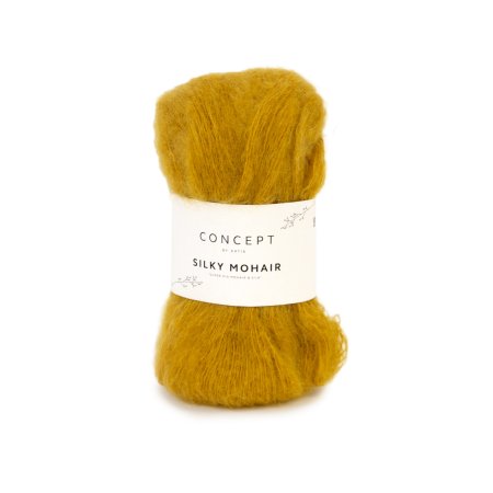 Geborsteld mohair-merinogaren Silky Mohair in oker, luchtig en zacht