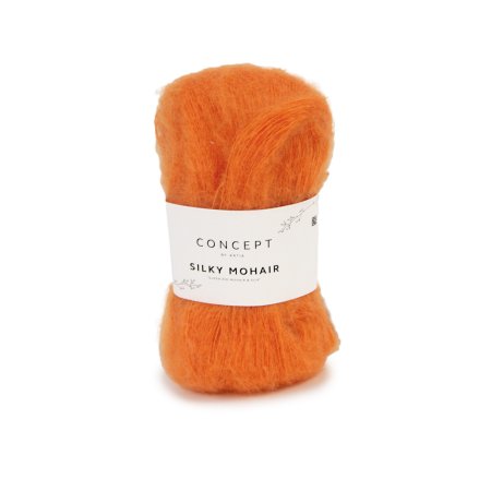 Geborsteld mohair-merinogaren Silky Mohair in oranje, luchtig en zacht