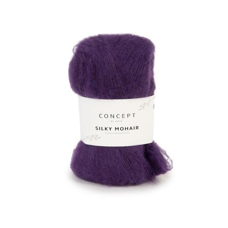 Geborsteld mohair-merinogaren Silky Mohair in paars, luchtig en zacht