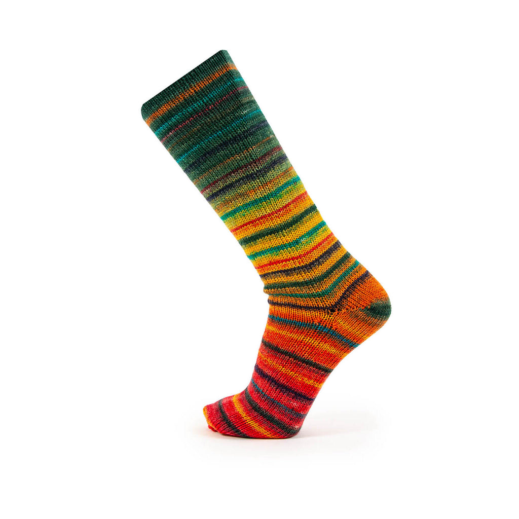 Sokkenwol Symmetric Socks & More Paradise in jeans camel oranje, wol-polyamide mix