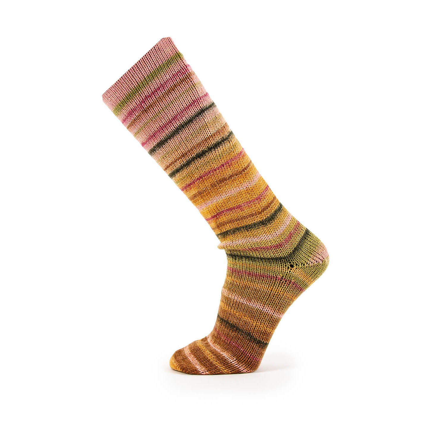 Sokkenwol Symmetric Socks & More Paradise in kauwgom roze camel groen, wol-polyamide mix