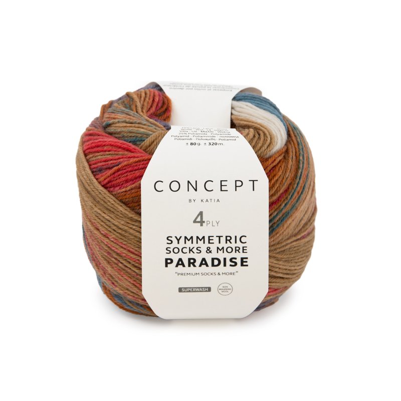 Sokkenwol Symmetric Socks & More Paradise in rood oker olieverf, wol-polyamide mix